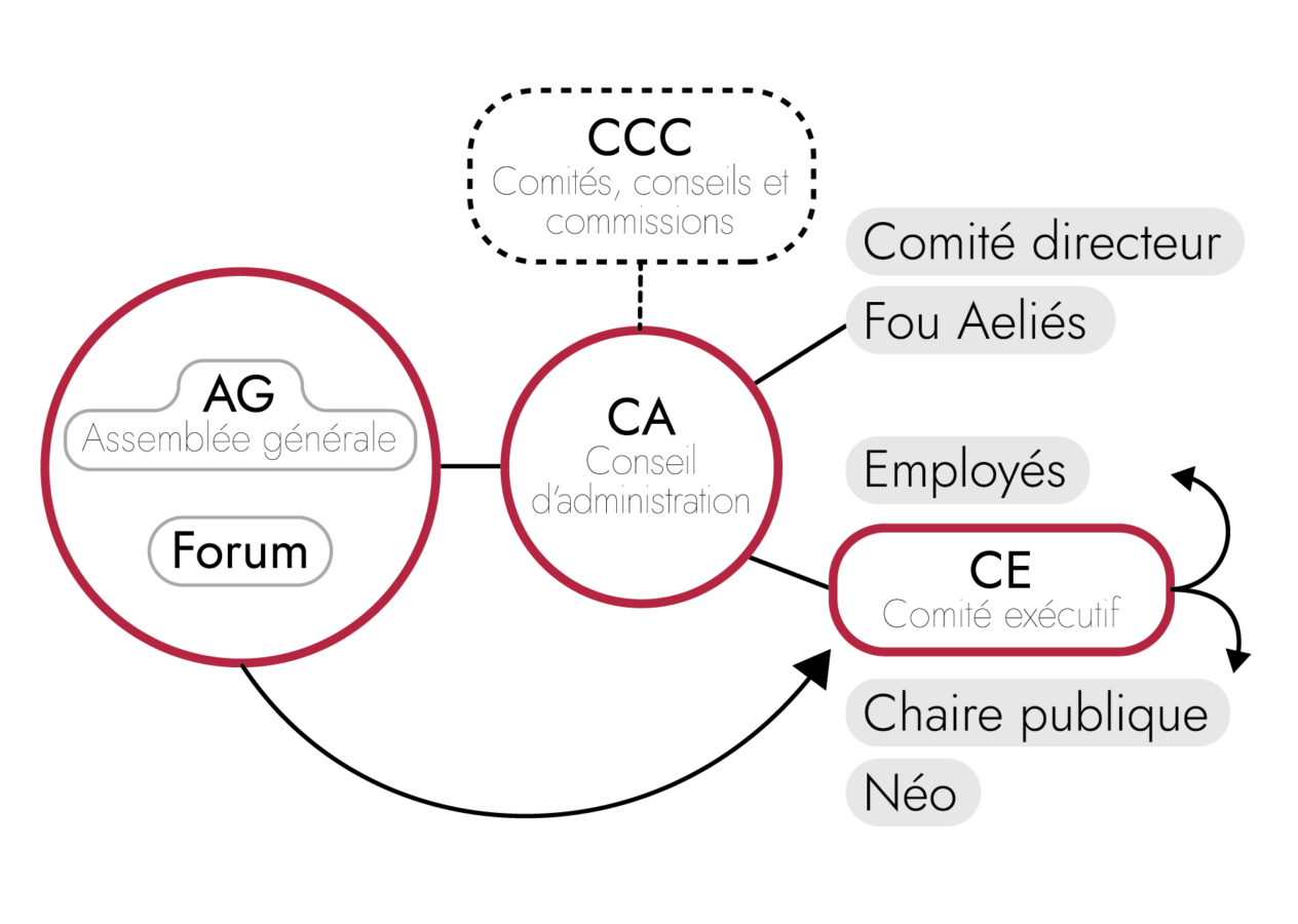 La structure de l'ÆLIÉS, suite aux changements de règlements généraux de 2021.