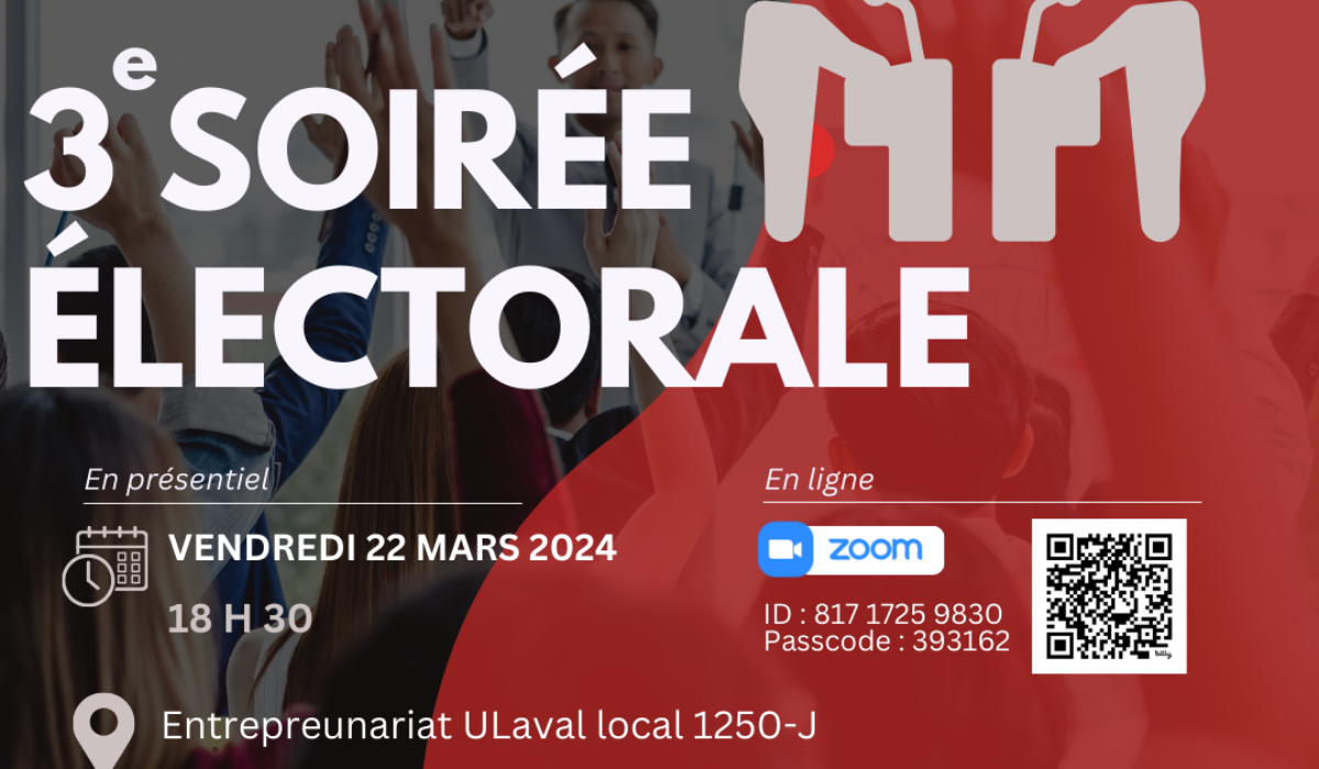3e soirée électorale au local 1250 J du Pavillon Maurice-Pollack