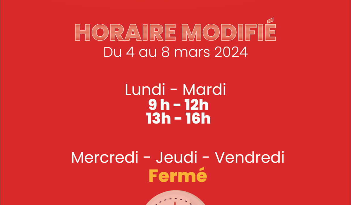 Horaire modifié pendant la semaine de relâche